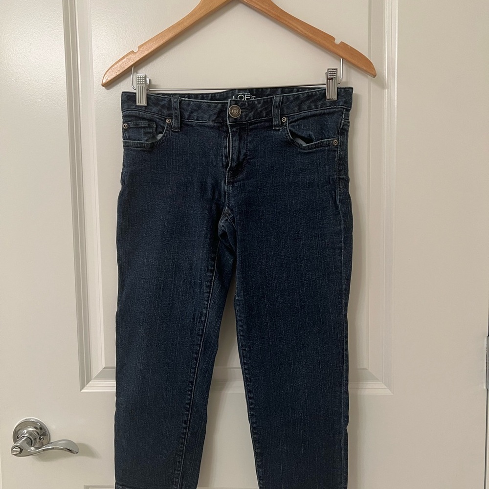 LOFT Women's Cropped Dark Blue Jeans